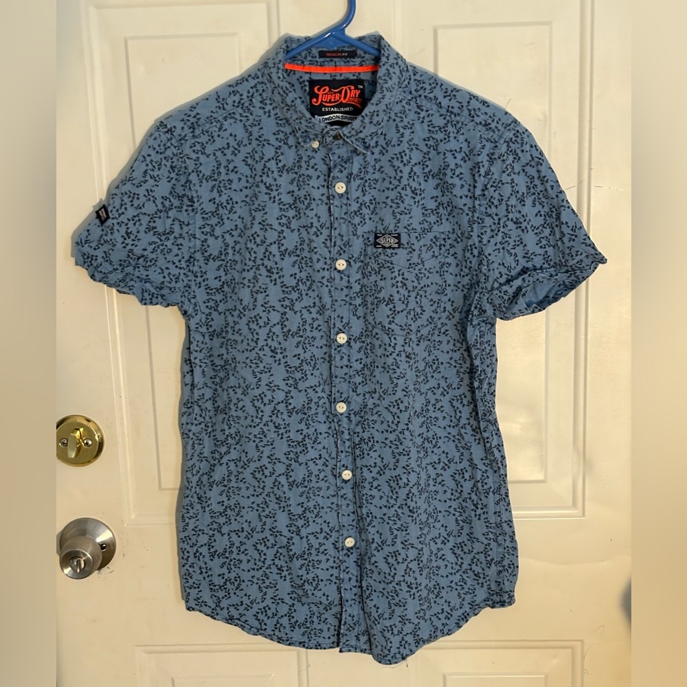 Superdry London Spirit Men’s Blue Short Sleeve Button Up Shirt